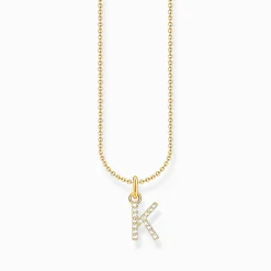 Store Chaîne à breloque lettreK, dorée Femme Chaînes & Colliers|Placage Or 18 Carats - Argent 925