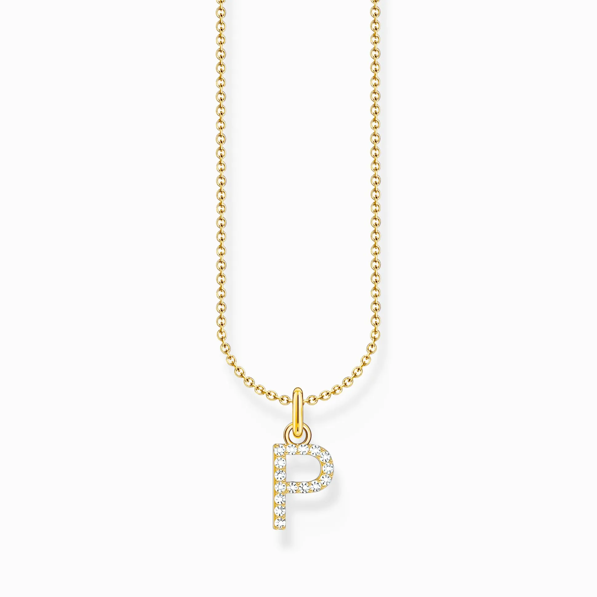 Clearance Chaîne à breloque lettreP, dorée Femme Chaînes & Colliers|Placage Or 18 Carats - Argent 925