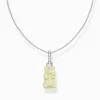 Outlet Chaîne à breloque Ours d’or blanc et pierres, argent Femme Chaînes & Colliers|Argent 925