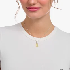 Outlet Chaîne à breloque Ours d’or blanc et pierres, argent Femme Chaînes & Colliers|Argent 925