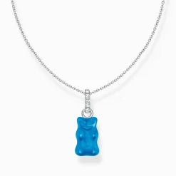 Cheap Chaîne à breloque Ours d’or bleu et pierres, argent Femme Chaînes & Colliers|Argent 925