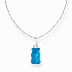 Cheap Chaîne à breloque Ours d’or bleu et pierres, argent Femme Chaînes & Colliers|Argent 925