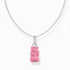 Cheap Chaîne à breloque Ours d’Or rose et pierres, argent Femme Chaînes & Colliers|Argent 925
