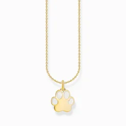 Outlet Chaîne à breloque patte et émail blanc, dorée Femme Chaînes & Colliers|Placage Or 18 Carats - Argent 925