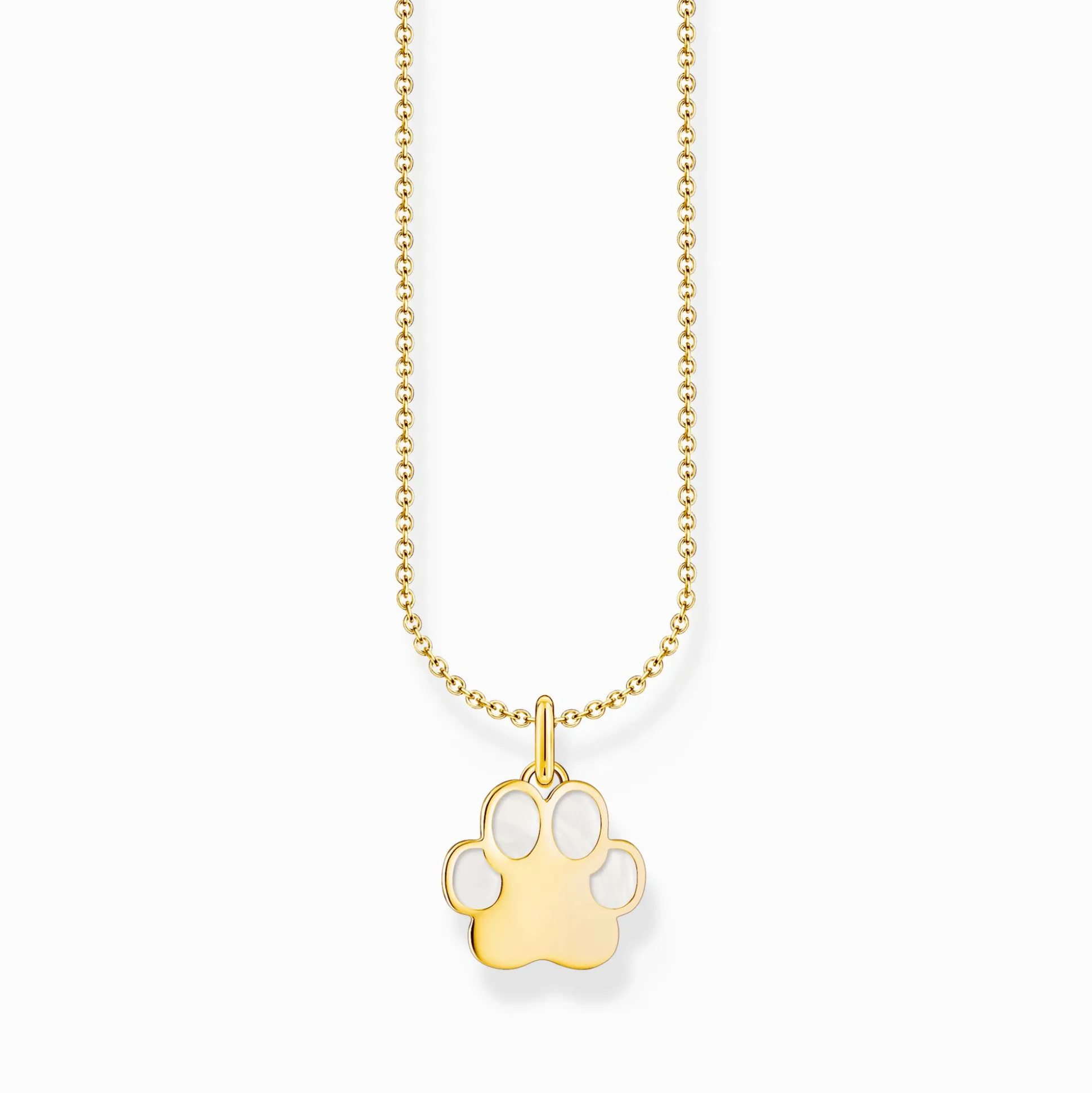Outlet Chaîne à breloque patte et émail blanc, dorée Femme Chaînes & Colliers|Placage Or 18 Carats - Argent 925