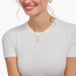 Outlet Chaîne à breloque patte et émail blanc, dorée Femme Chaînes & Colliers|Placage Or 18 Carats - Argent 925