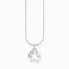 Fashion Chaîne à breloque patte, gemmes blanches, argent Femme Chaînes & Colliers|Argent 925