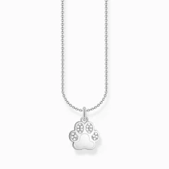 Fashion Chaîne à breloque patte, gemmes blanches, argent Femme Chaînes & Colliers|Argent 925