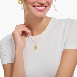 Fashion Chaîne à breloque perle, dorée Femme Chaînes & Colliers|Placage Or 18 Carats - Argent 925