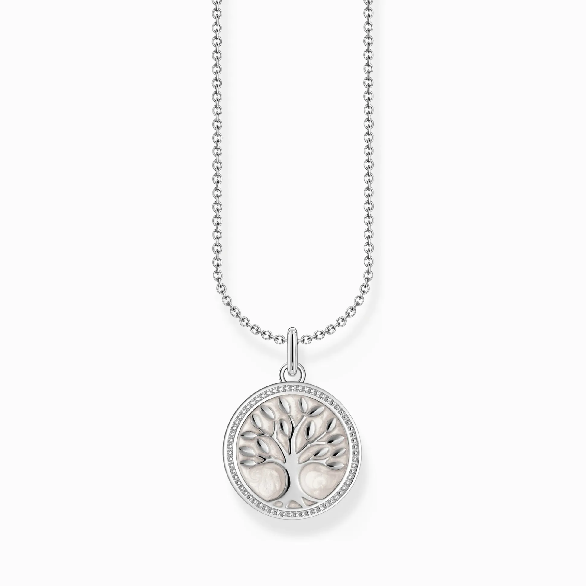 Discount Chaîne à breloque TreeofLove, émail blanc, argent Femme Chaînes & Colliers