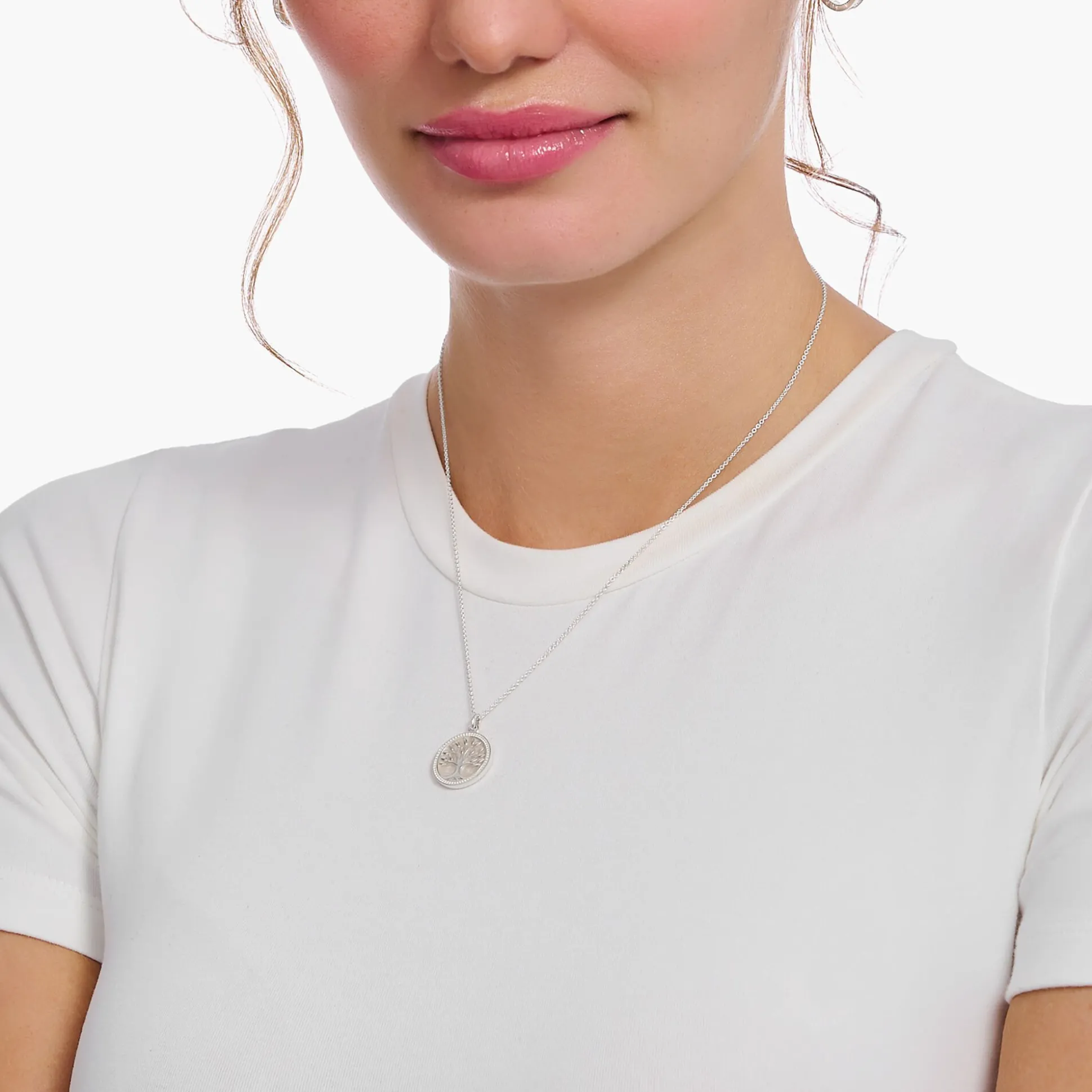 Discount Chaîne à breloque TreeofLove, émail blanc, argent Femme Chaînes & Colliers