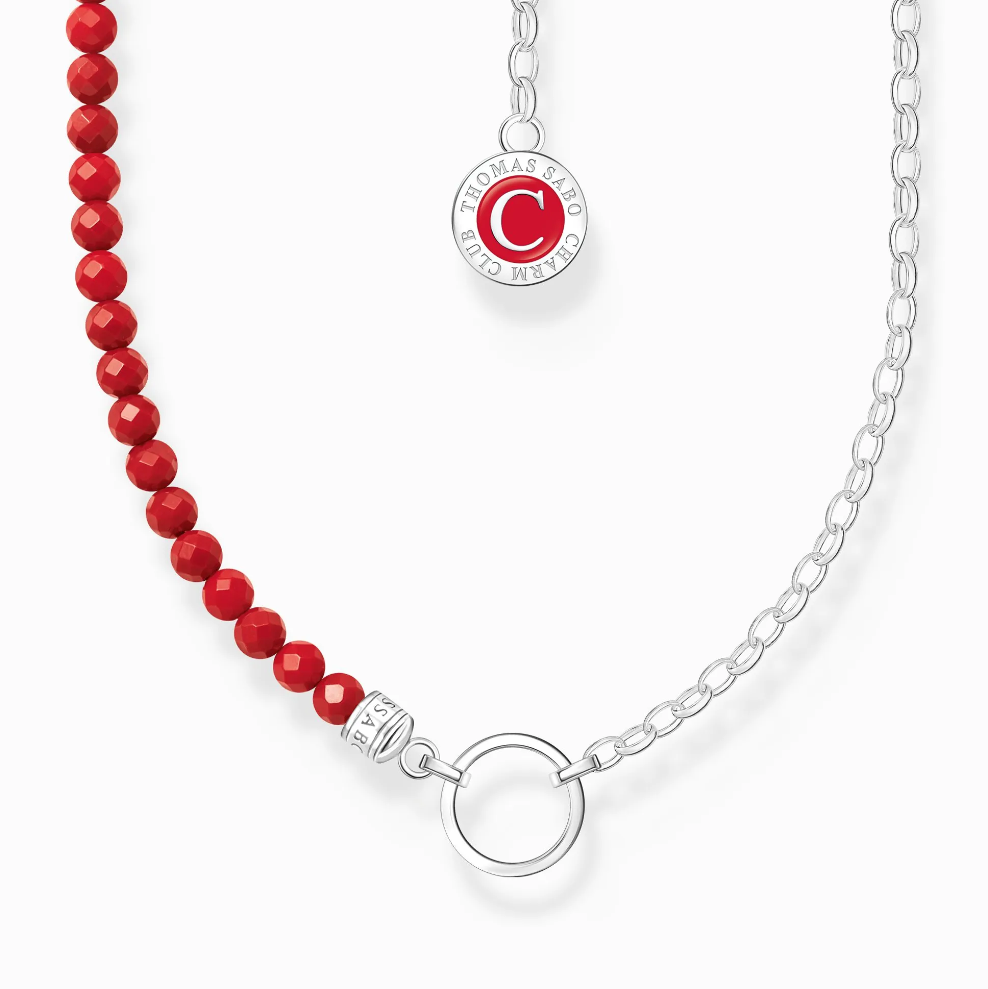 Cheap Chaîne à Charms, Beads rouges et maillons en argent Femme Charm Chaînes|Charm Chaînes