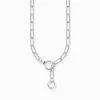 Cheap Chaîne à fermoir en anneau serti de gemmes, argent noirci Chaînes & Colliers|Argent 925