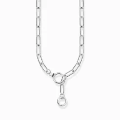 Cheap Chaîne à fermoir en anneau serti de gemmes, argent noirci Chaînes & Colliers|Argent 925