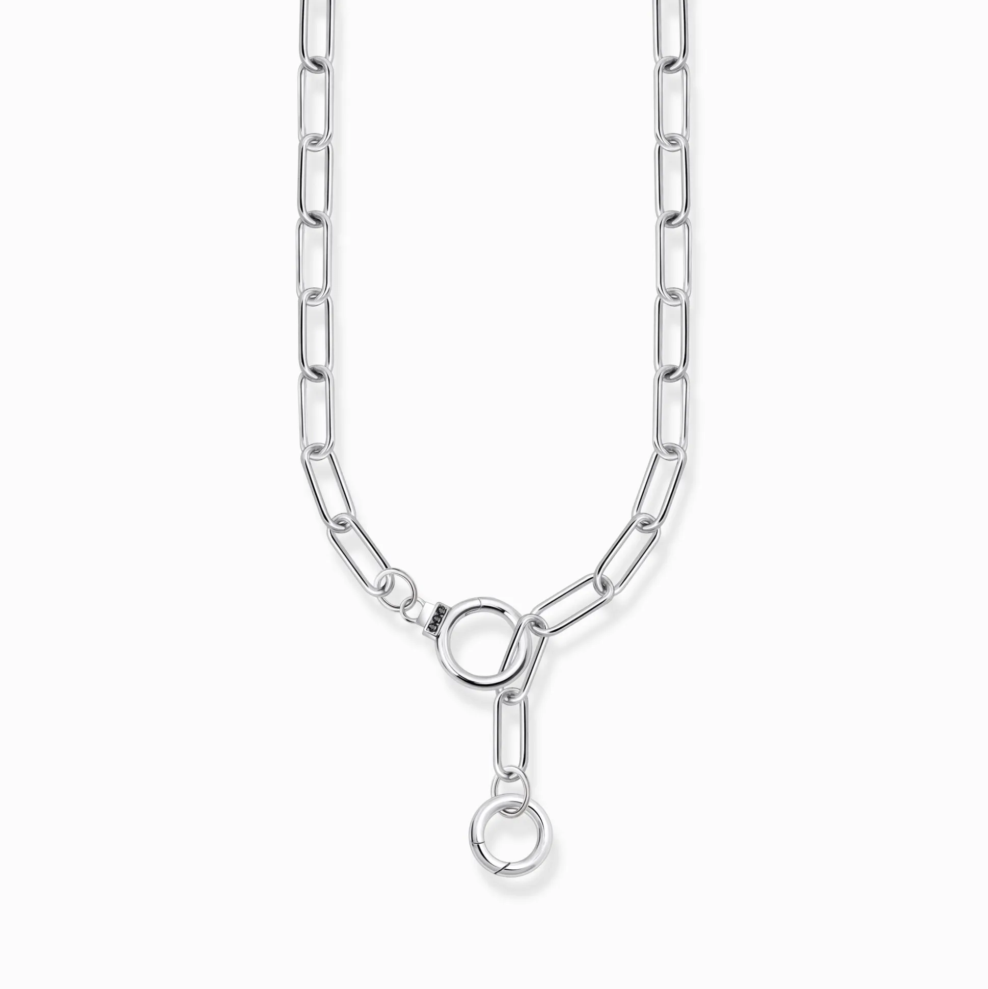 Cheap Chaîne à fermoir en anneau serti de gemmes, argent noirci Chaînes & Colliers|Argent 925