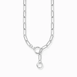 Discount Chaîne à maillons avec deux fermoirs en forme d’anneau et sertissage de pierres argent Femme Chaînes & Colliers|Argent 925