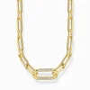 Store Chaîne à maillons sertissage de pierres plaquée or Femme Chaînes & Colliers|Placage Or 18 Carats - Argent 925