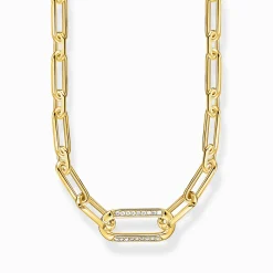 Store Chaîne à maillons sertissage de pierres plaquée or Femme Chaînes & Colliers|Placage Or 18 Carats - Argent 925