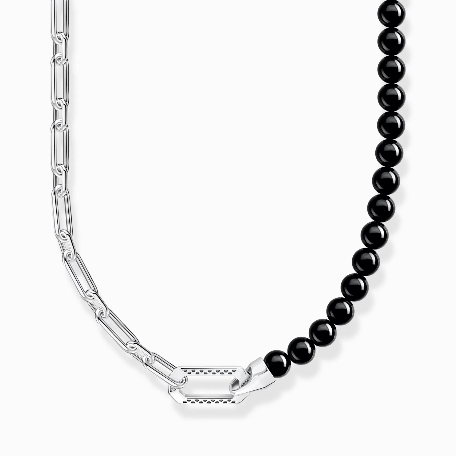 Online Chaîne avec noires beads de onyx et liens argent Chaînes & Colliers|Argent 925
