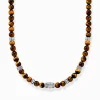 Online Chaîne avec oeil-de-tigre beads argent Femme Chaînes & Colliers|Chaînes & Colliers