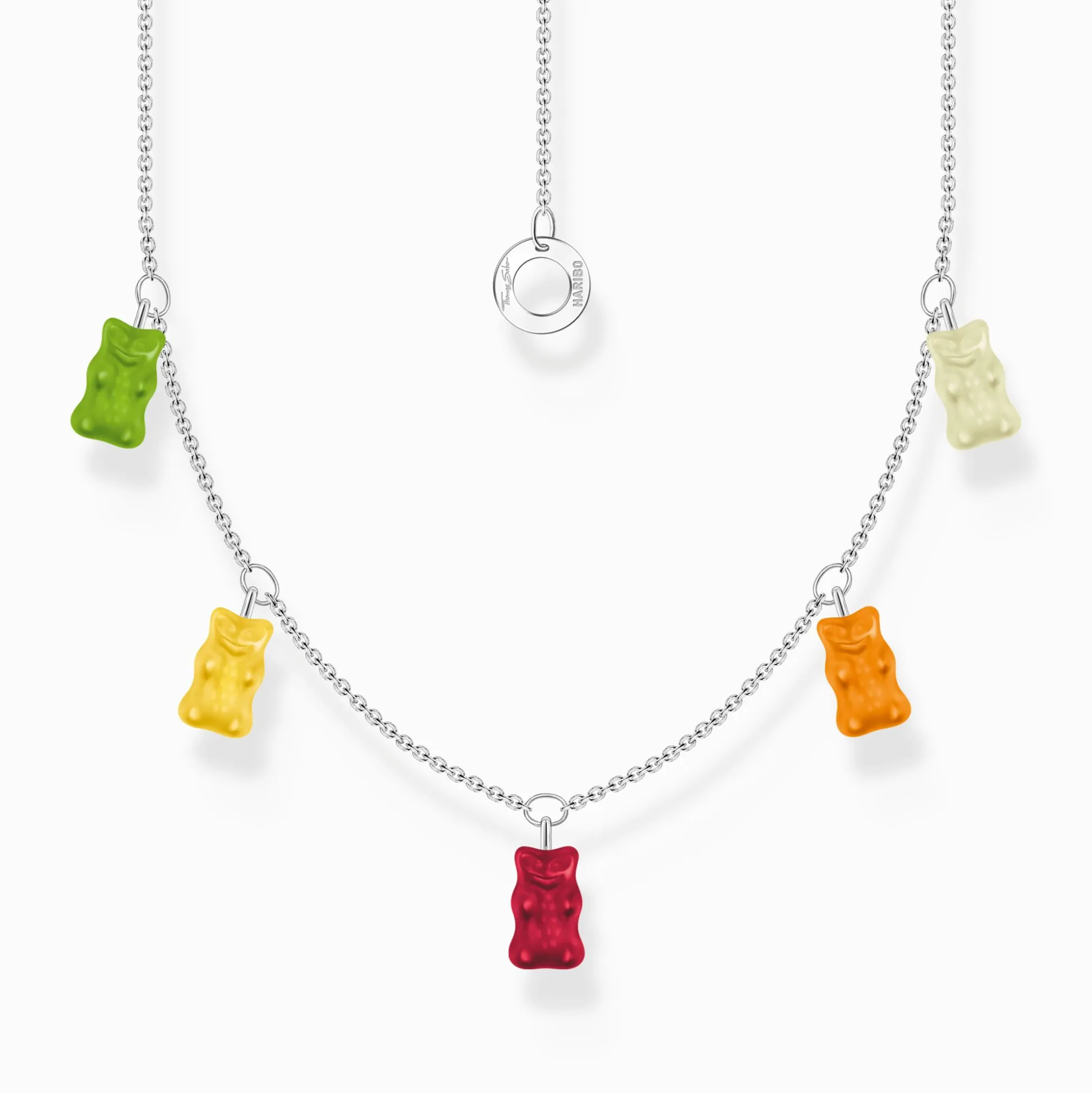 Cheap Chaîne avec 5Ours d’or colorés, argent Femme Chaînes & Colliers|Argent 925