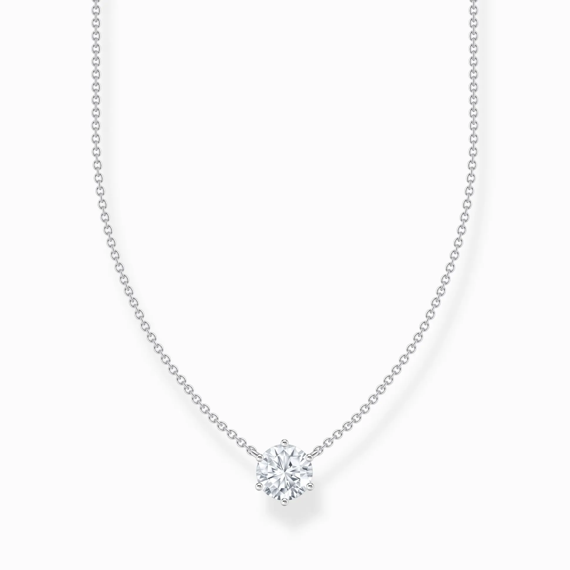 Sale Chaîne avec pendentif à zircone blanche, argent Femme Chaînes & Colliers|Argent 925