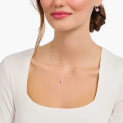 Cheap Chaîne avec pendentif à zircone rose, argent Femme Chaînes & Colliers|Argent 925