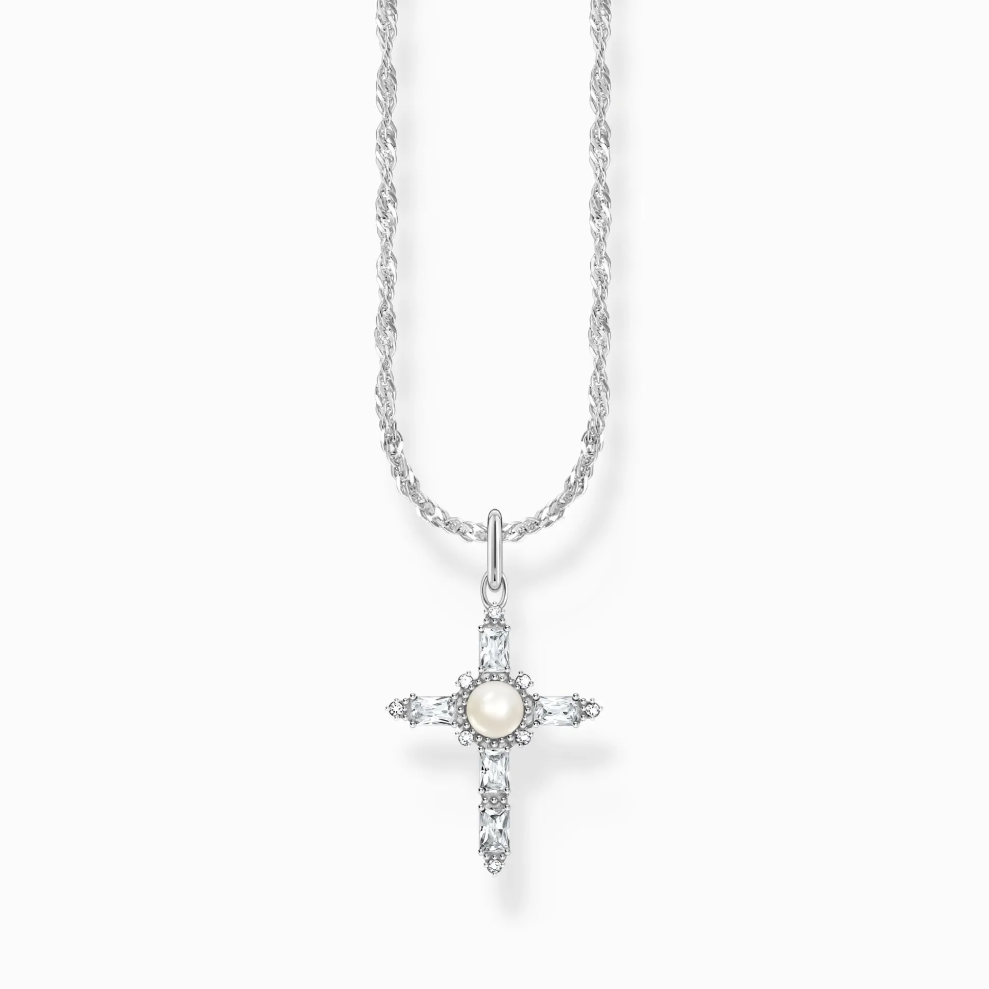 Outlet Chaîne avec pendentif croix blanche Cross Romance en argent Femme Chaînes & Colliers|Argent 925