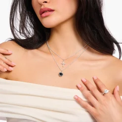 Outlet Chaîne avec pendentif croix blanche Cross Romance en argent Femme Chaînes & Colliers|Argent 925