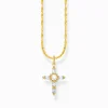 New Chaîne avec pendentif croix blanche Cross Romance plaqué or Femme Chaînes & Colliers