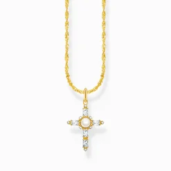 New Chaîne avec pendentif croix blanche Cross Romance plaqué or Femme Chaînes & Colliers