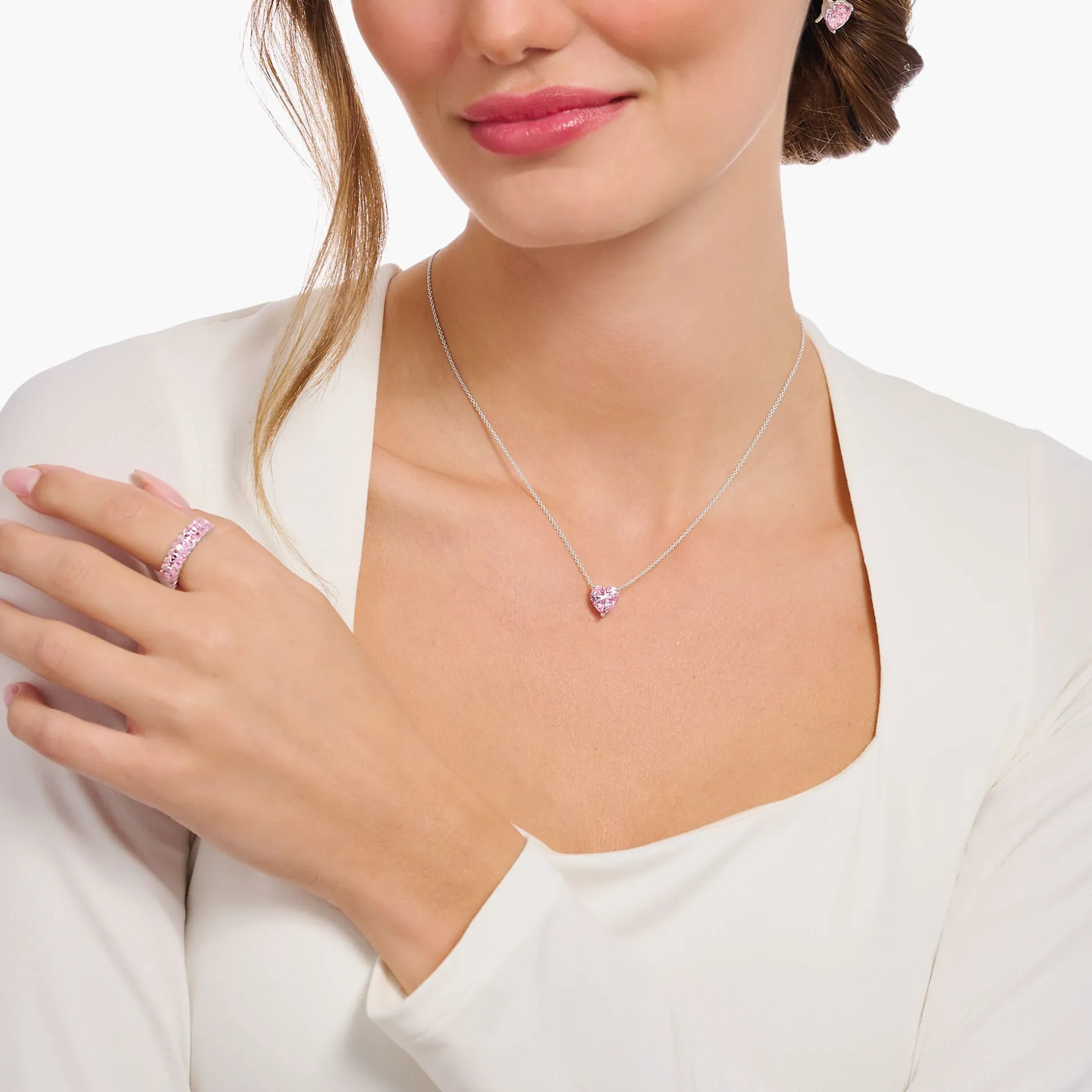 Flash Sale Chaîne avec pendentif cœur rose, argent Femme Chaînes & Colliers|Argent 925