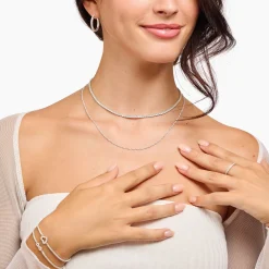 Flash Sale Chaîne avec pierres blanches en argent Femme Chaînes & Colliers