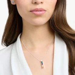 Store Chaîne avec pierres multicolore argent Femme Chaînes & Colliers|Argent 925