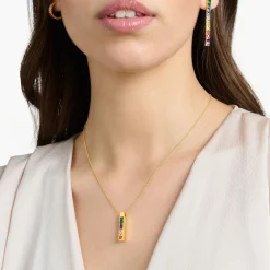 Fashion Chaîne avec pierres multicolore plaqué or Femme Chaînes & Colliers|Placage Or 18 Carats - Argent 925