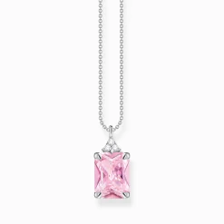 Cheap Chaîne avec pierres roses et blanches argent Femme Chaînes & Colliers