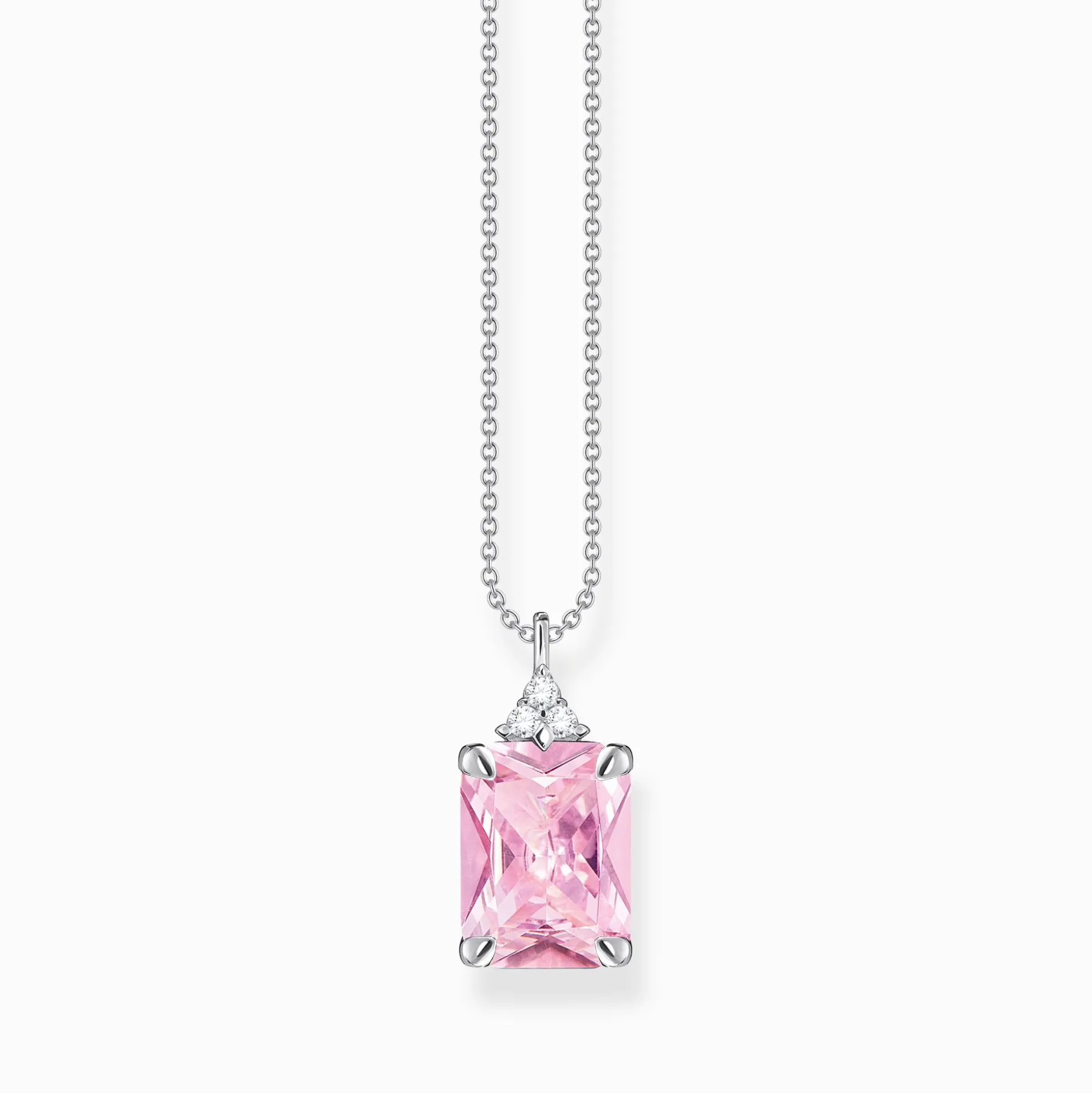 Cheap Chaîne avec pierres roses et blanches argent Femme Chaînes & Colliers