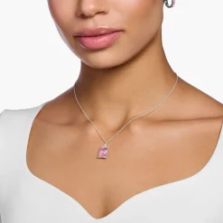 Cheap Chaîne avec pierres roses et blanches argent Femme Chaînes & Colliers
