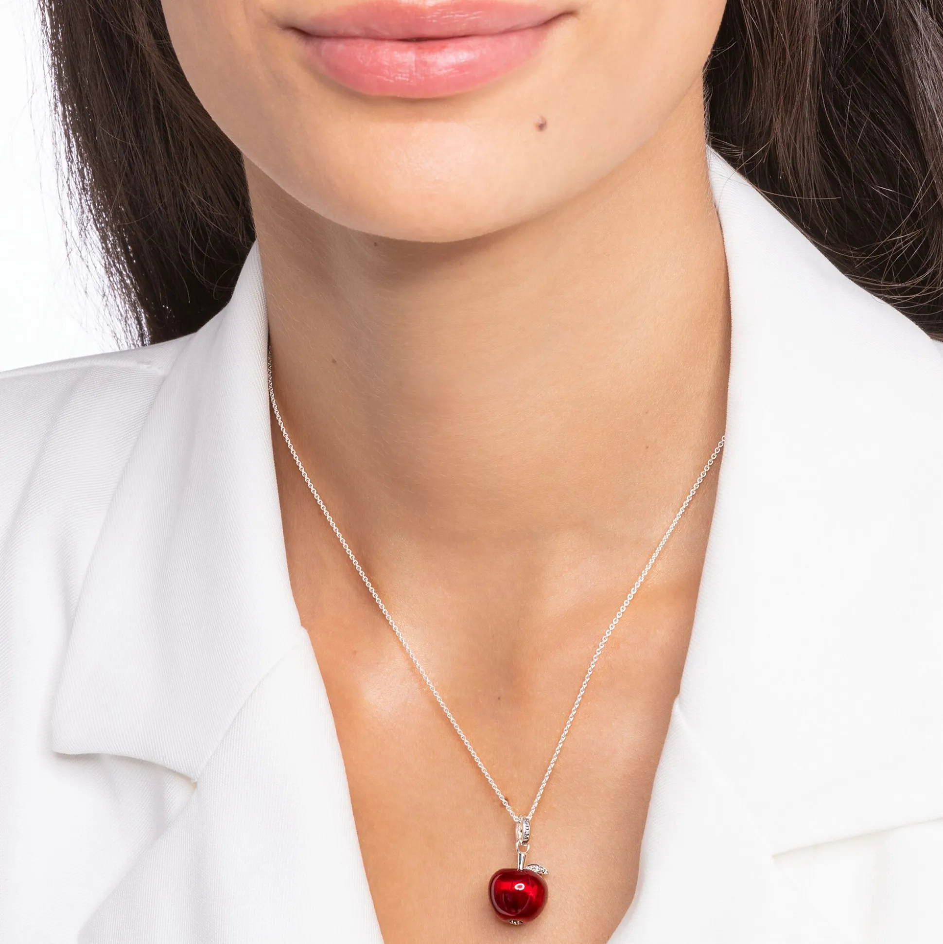Best Chaîne avec pomme rouge argent Femme Chaînes & Colliers