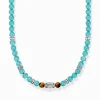 New Chaîne avec turquoises beads et oeil-de-tigre beads argent Femme Chaînes & Colliers|Chaînes & Colliers