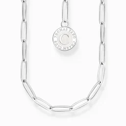 Outlet Chaîne Charm avec un médaille blanc argent Femme Charm Chaînes|Charm Chaînes