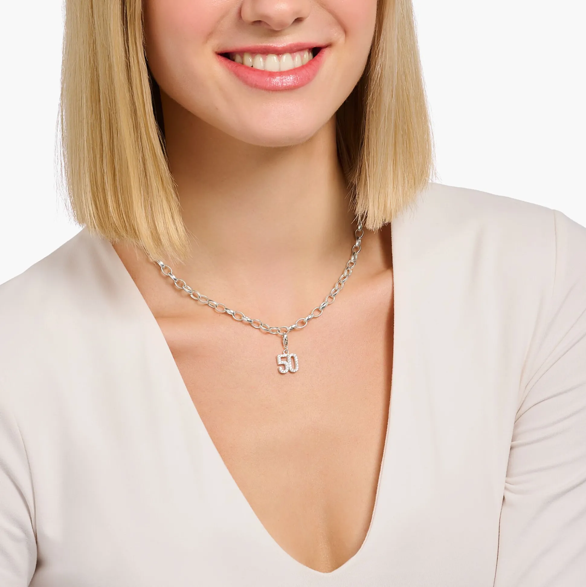 New Chaîne Charm et médaille argent Femme Charm Chaînes|Charm Chaînes