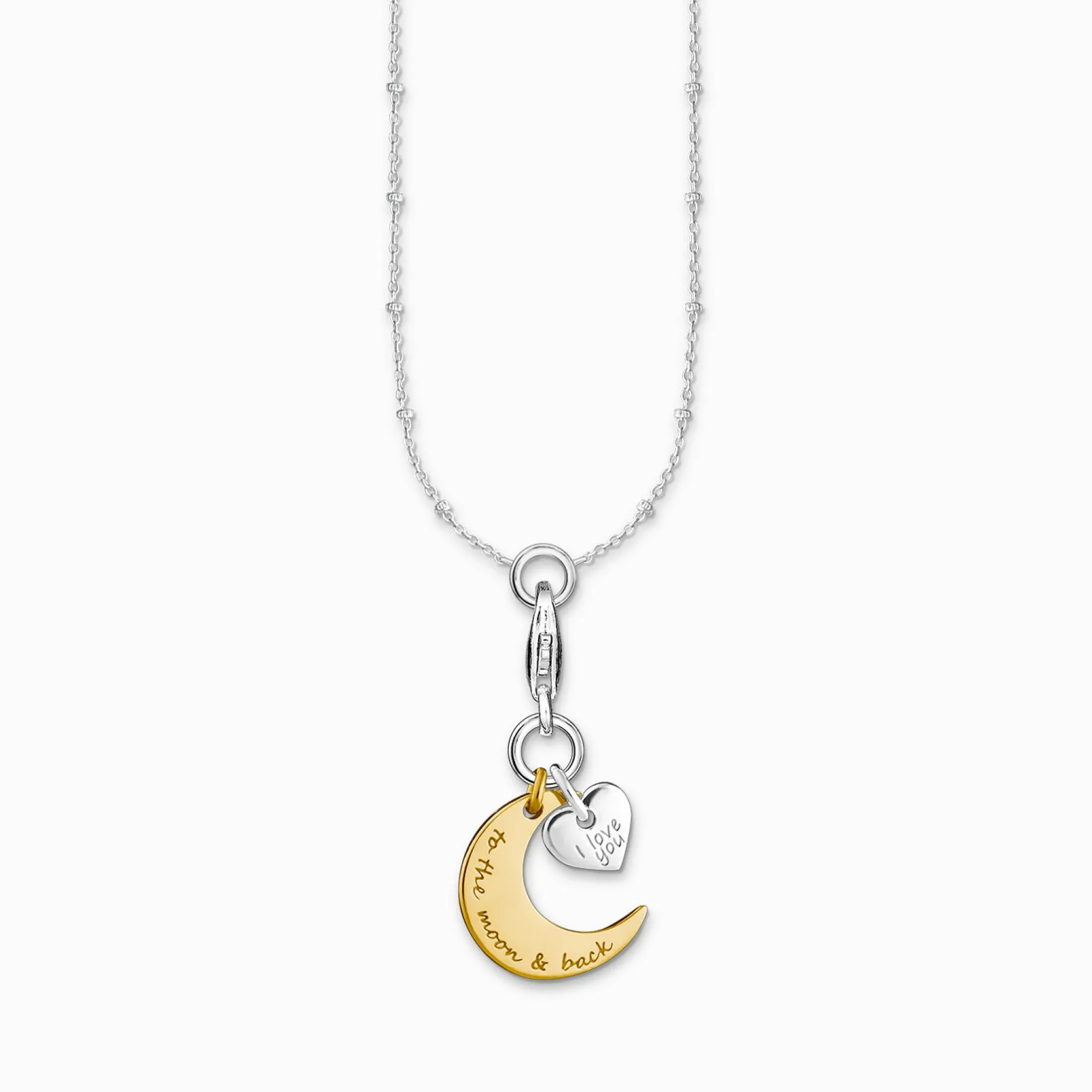 New Chaîne Charm lune et cœur i love you to the moon & back Femme Chaînes & Colliers|Charm Chaînes