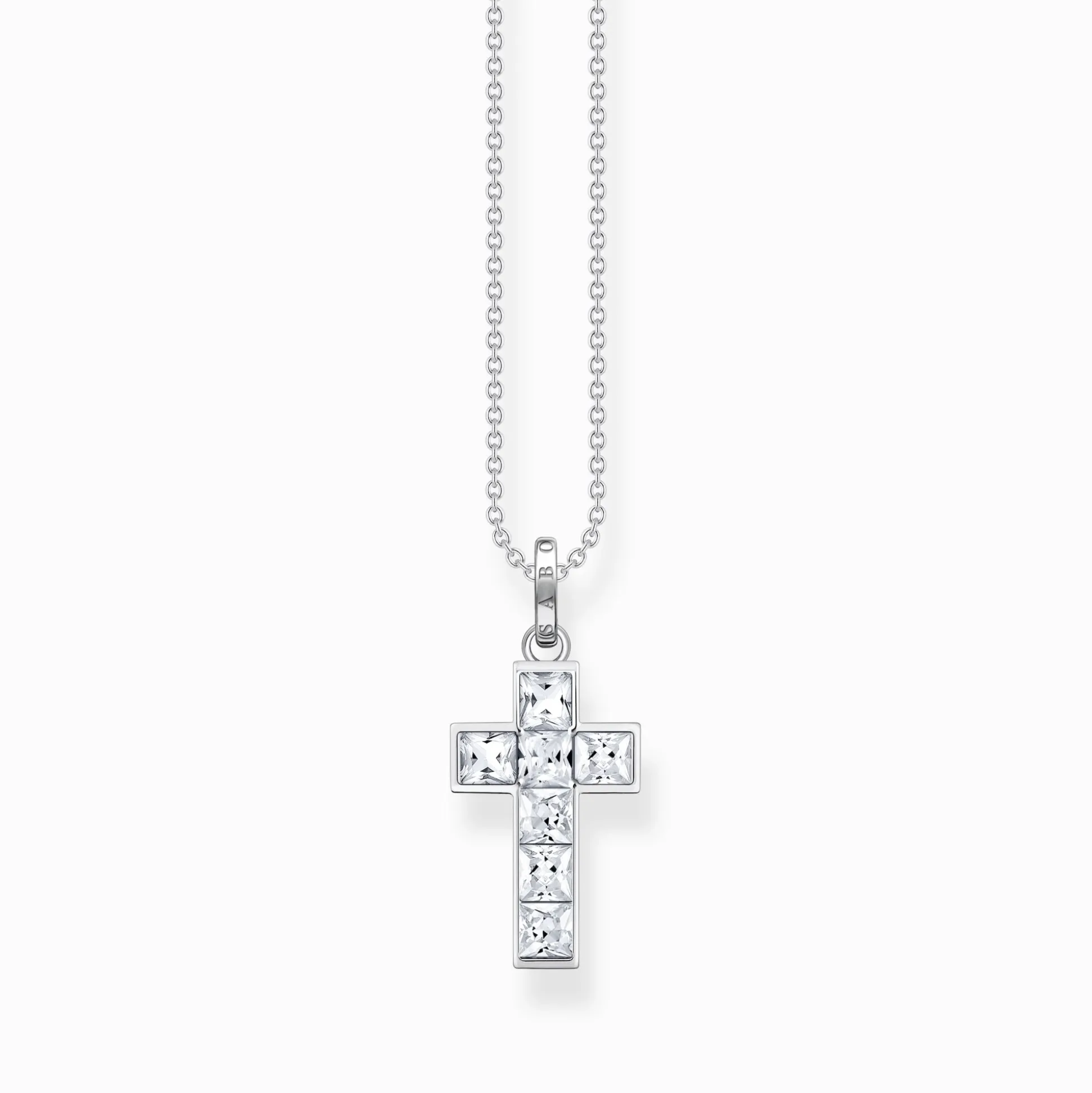 Shop Chaîne croix avec pierres blanches argent Femme Chaînes & Colliers