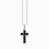 Best Sale Chaîne croix avec pierres noires argent Femme Chaînes & Colliers
