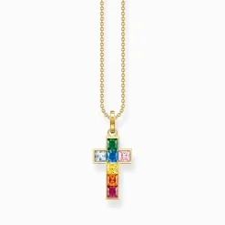 Sale Chaîne croix avec pierres multicolore plaqué or Femme Chaînes & Colliers