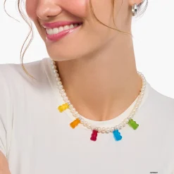 Cheap Chaîne de perles avec 5Ours d’or colorés, argent Femme Chaînes & Colliers|Argent 925