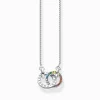 Best Sale Chaîne et anneaux «Together», argent noirci et gemmes multicolores Femme Chaînes & Colliers|Argent 925