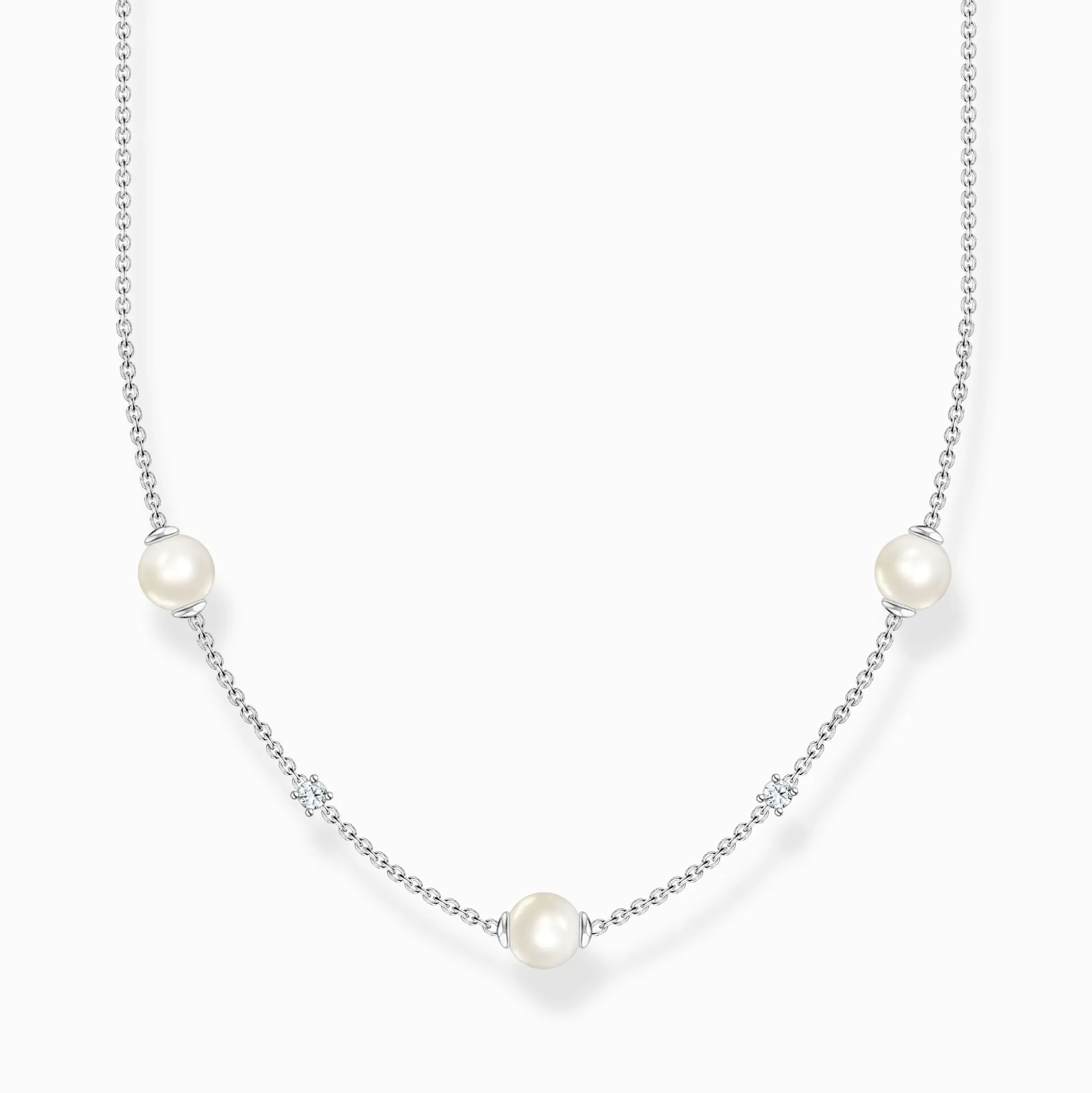 Flash Sale Chaîne perles avec pierres blanches argent Femme Chaînes & Colliers|Argent 925