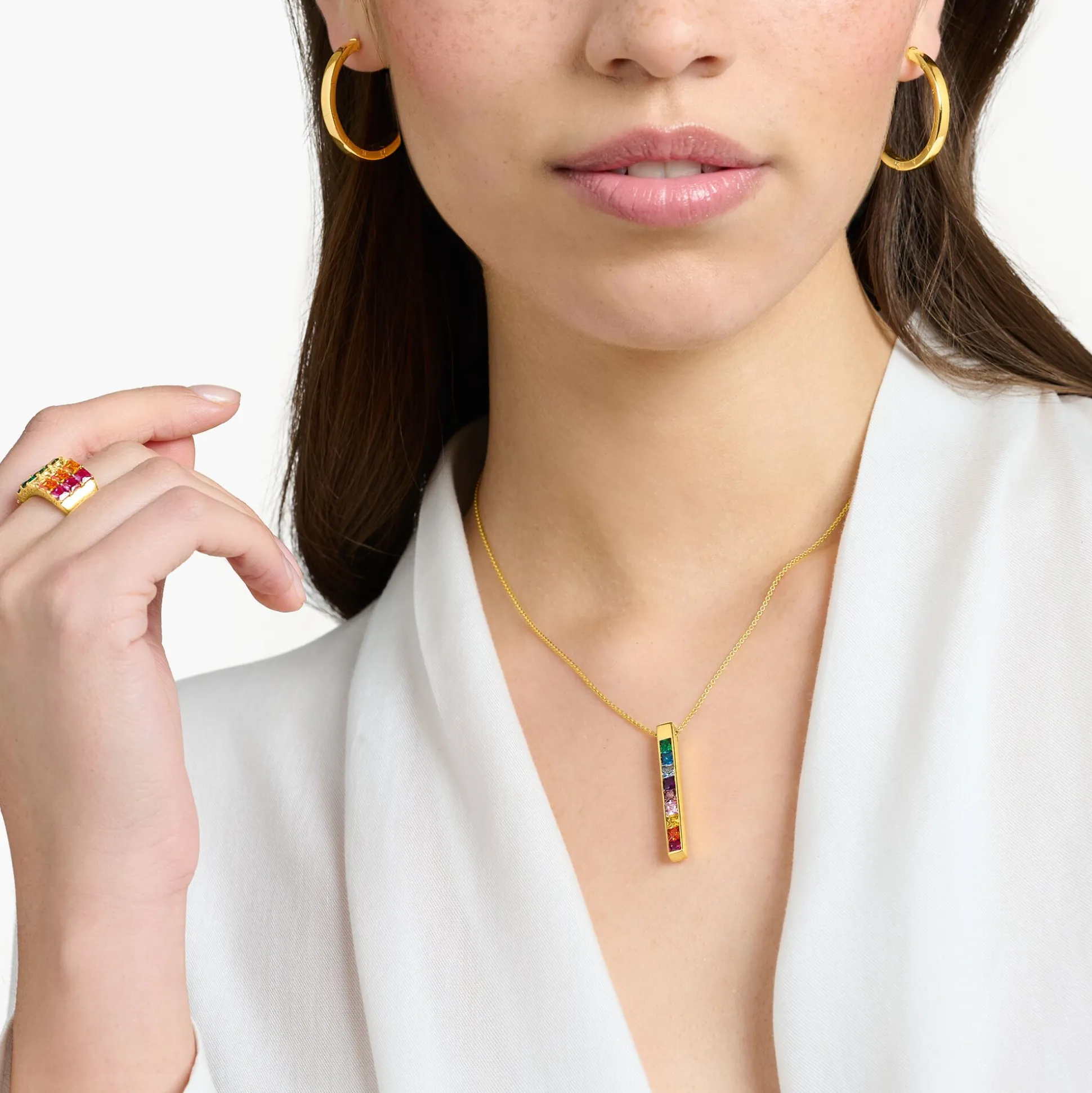 Discount Chaîne pierres colorées or Femme Chaînes & Colliers